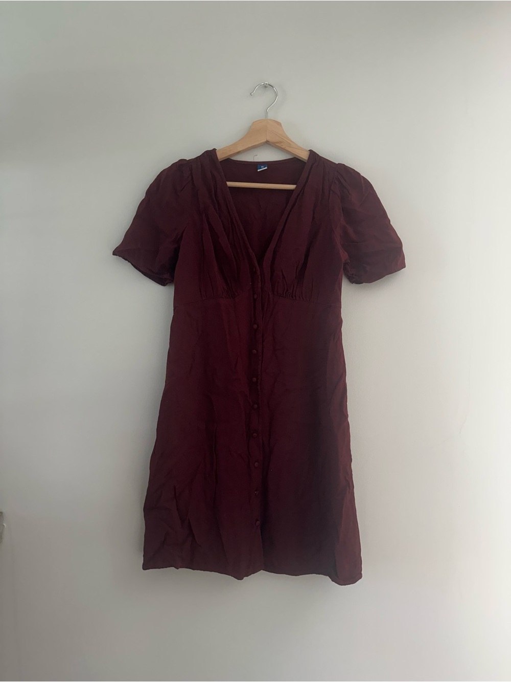 Old Navy Burgundy Button-Down V-Neck Mini Dress